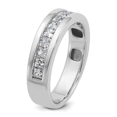 IBGoodman 14K White Gold Men's Polished Square 11-Stone 1 Carat AA Quality Diamond Ring