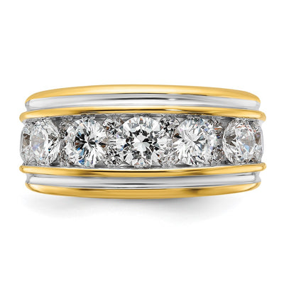 IBGoodman 14K with White Rhodium Men's Polished and Grooved 3 Carat AA Quality Diamond Ring
