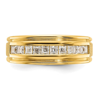 IBGoodman 14K Men's Polished and Satin Square 10-Stone 1/2 Carat AA Quality Diamond Ring