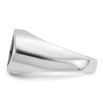 14K White Gold IBGoodman Men's East-West Oval Onyx Complete Ring