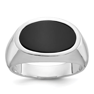 14K white gold onyx oval ring
