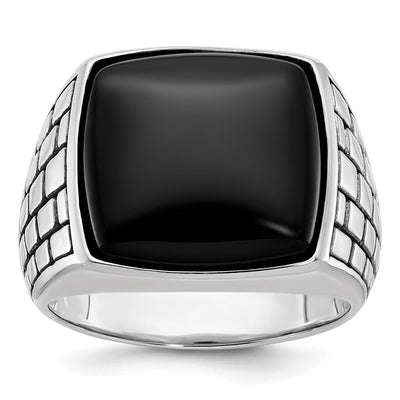 14K white gold onyx ring