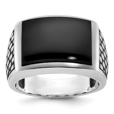 14K white gold onyx ring