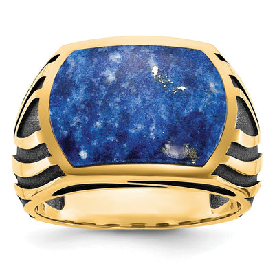 14K yellow gold lapis ring
