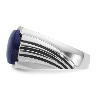 14K White Gold IBGoodman Men's w/Black Rhodium Lapis Diamond Complete Ring