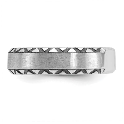 14K White Gold with Black Rhodium IBGoodman Men's Satin Diamond Complete Ring