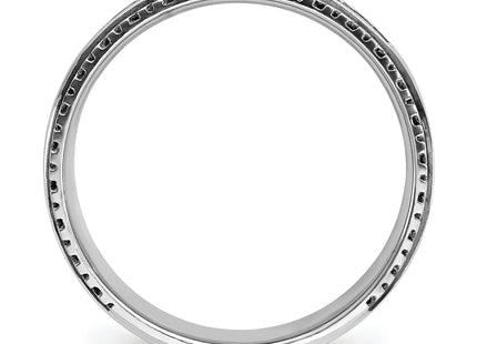 IBGoodman 14k White Gold with Black Rhodium Men's Polished Satin and Grooved 1/5 Carat AA Quality Diamond Ring