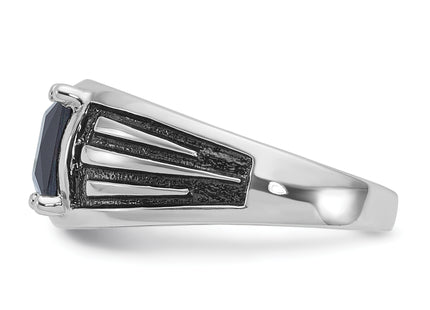 14k White Gold with Black Rhodium IBGoodman Men's Created Sapphire Complete Ring