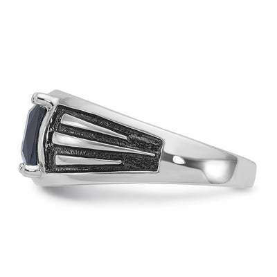 14K White Gold with Black Rhodium IBGoodman Men's Created Sapphire Complete Ring