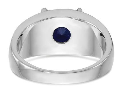 14k White Gold with Black Rhodium IBGoodman Men's Created Sapphire Complete Ring