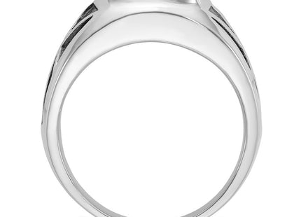 14k White Gold with Black Rhodium IBGoodman Men's Created Sapphire Complete Ring (Style B84491-4WCS)