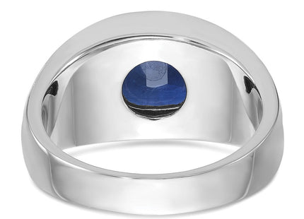 14k White Gold with Black Rhodium IBGoodman Men's Created Sapphire Complete Ring (Style B84491-4WCS)