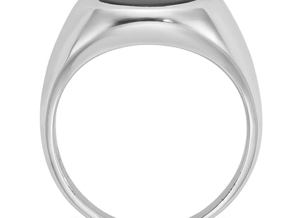 14k White Gold IBGoodman Men's Onyx and 1/10 carat Diamond Complete Ring