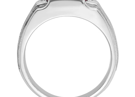 14k White Gold IBGoodman Men's Satin Gemstone and Diamond Ring Mounting