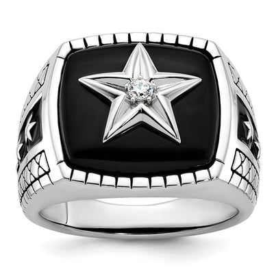 14K white gold diamond star ring