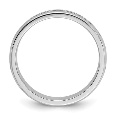 IBGoodman 14K White Gold Men's Polished and Grooved 10-Stone 1/4 Carat AA Quality Diamond Ring