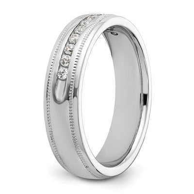 IBGoodman 14K White Gold Men's Polished and Milgrain 11-Stone 1/4 Carat AA Quality Diamond Ring