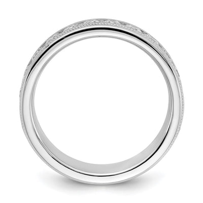 IBGoodman 14K White Gold Men's Polished and Milgrain 11-Stone 1 Carat AA Quality Diamond Ring