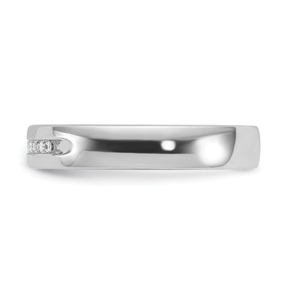 IBGoodman 14K White Gold Men's Polished and Grooved Square 10-Stone 1/4 Carat AA Quality Diamond Ring