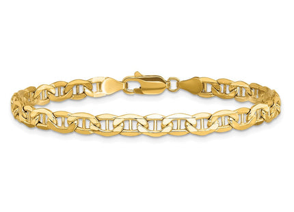 14K Semi-Solid Anchor with Lobster Clasp Bracelet (Style BC101-7)