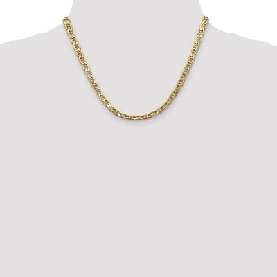 14K Semi-Solid Anchor with Lobster Clasp Bracelet, 7 x 5.5mm