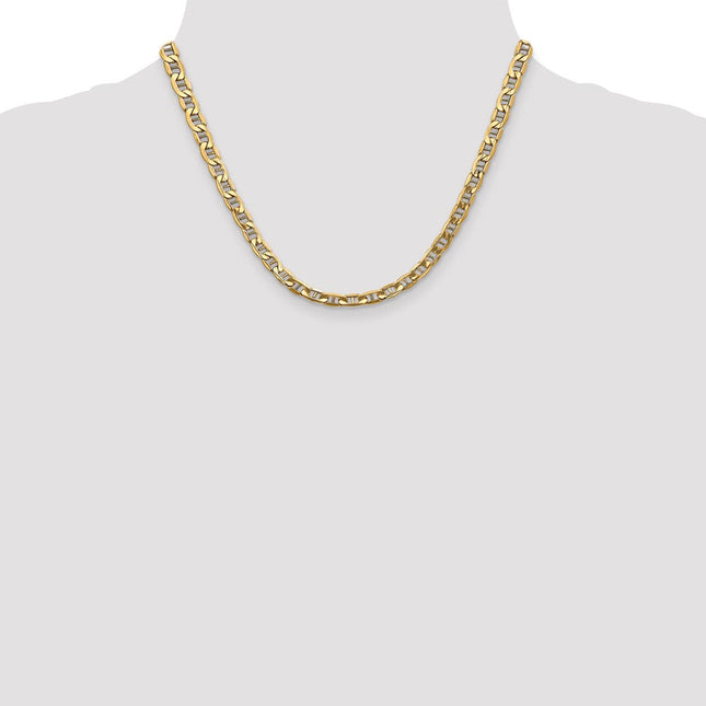 14K Semi-Solid Anchor with Lobster Clasp Bracelet, 7 x 5.5mm