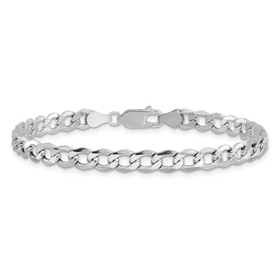 14K White Gold Semi-Solid Curb with Lobster Clasp Bracelet, 7 x 5.25mm