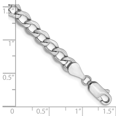14K White Gold Semi-Solid Curb with Lobster Clasp Bracelet, 7 x 5.25mm
