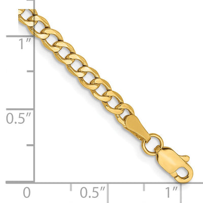 14K Semi-Solid Curb with Lobster Clasp Bracelet, 7 x 3.35mm