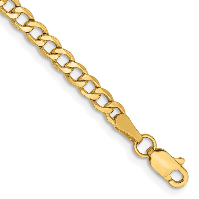14K Semi-Solid Curb with Lobster Clasp Bracelet, 7 x 3.35mm