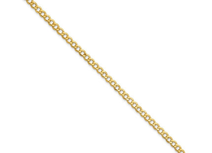 14K Semi-Solid Curb with Lobster Clasp Bracelet (Style BC107-7)