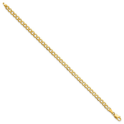 14K Semi-Solid Curb with Lobster Clasp Bracelet, 7 x 4.3mm