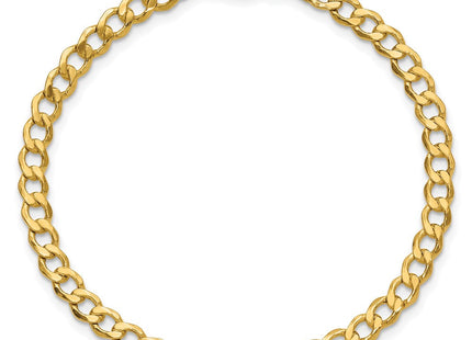 14K Semi-Solid Curb with Lobster Clasp Bracelet (Style BC107-7)
