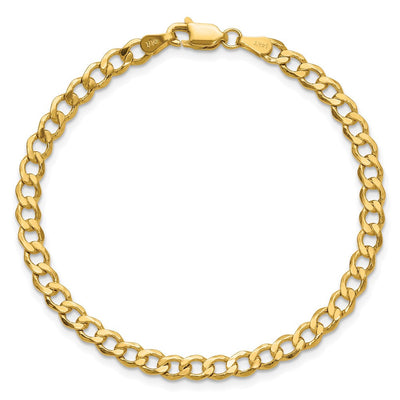 14K Semi-Solid Curb with Lobster Clasp Bracelet, 7 x 4.3mm