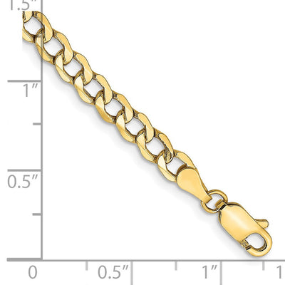 14K Semi-Solid Curb with Lobster Clasp Bracelet, 7 x 4.3mm
