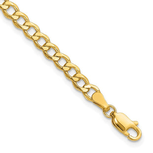 14K Semi-Solid Curb with Lobster Clasp Bracelet (Style BC107-7)