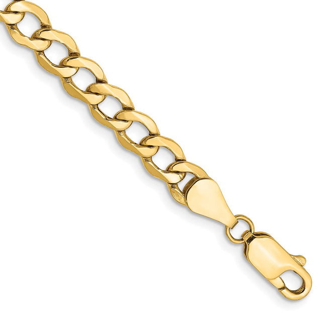 14K Semi-Solid Curb with Lobster Clasp Bracelet, 7 x 5.25mm