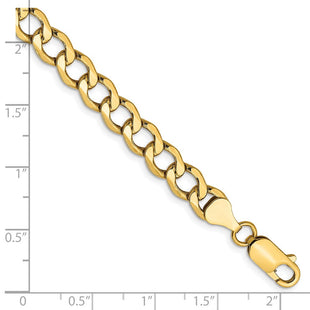14K Semi-Solid Curb with Lobster Clasp Bracelet (Style BC109-7)