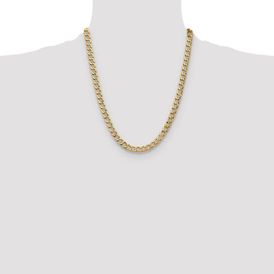 14K Semi-Solid Curb with Lobster Clasp Bracelet, 7 x 7mm