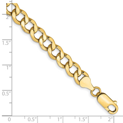 14K Semi-Solid Curb with Lobster Clasp Bracelet, 7 x 7mm
