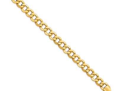 14K Semi-Solid Curb with Lobster Clasp Bracelet, 7 x 9mm