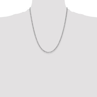 14K White Gold Semi-Solid Figaro with Lobster Clasp Chain (Style BC119-22)