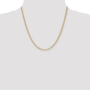 14K Semi-Solid Figaro with Lobster Clasp Chain (Style BC120-20)