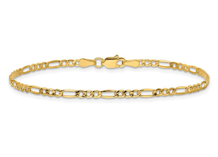 14K Semi-Solid Figaro with Lobster Clasp Bracelet (Style BC120-7)