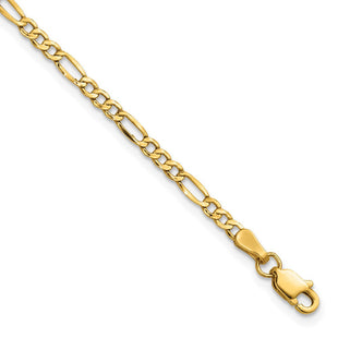14K Semi-Solid Figaro with Lobster Clasp Bracelet (Style BC120-7)
