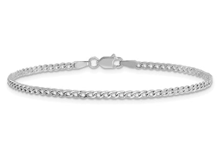 14K white gold curb link bracelet, alternate view
