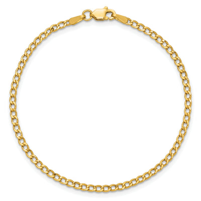 14K Semi-Solid Curb with Lobster Clasp Bracelet, 7 x 2.5mm