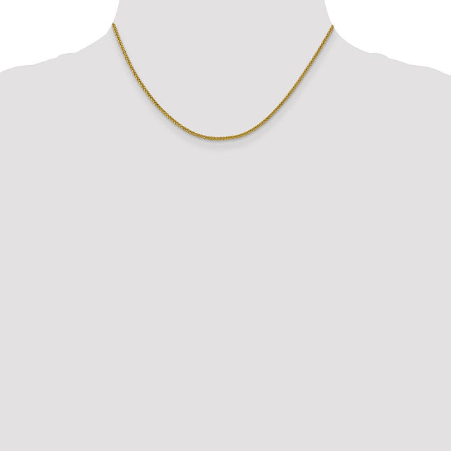 14K Semi-Solid 3-Wire Wheat with Lobster Clasp Chain, 16 x 2mm