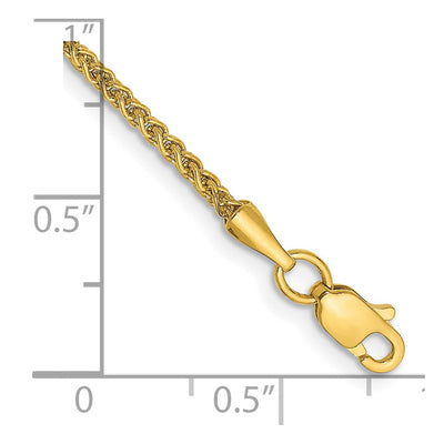 14K Semi-Solid Wheat with Lobster Clasp Anklet, 9 x 1.55mm