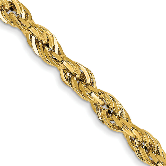 14K Semi Solid Rope with Lobster Clasp Chain, 18 x 2.8mm